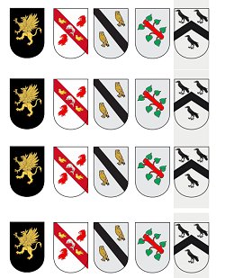 The coats of arms we'll be using on the 7110 castle.  Click for a full-sized pdf.