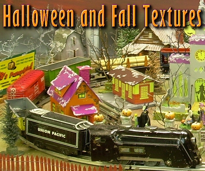 Halloween and Fall Textures. Easily build Fall and Halloween-themed buildings for your seasonal village and railroad using these festive graphics.